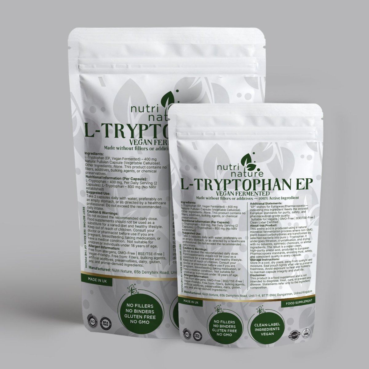 L - Tryptophan (EP, Vegan Fermented) – 400 mg - nutrinature