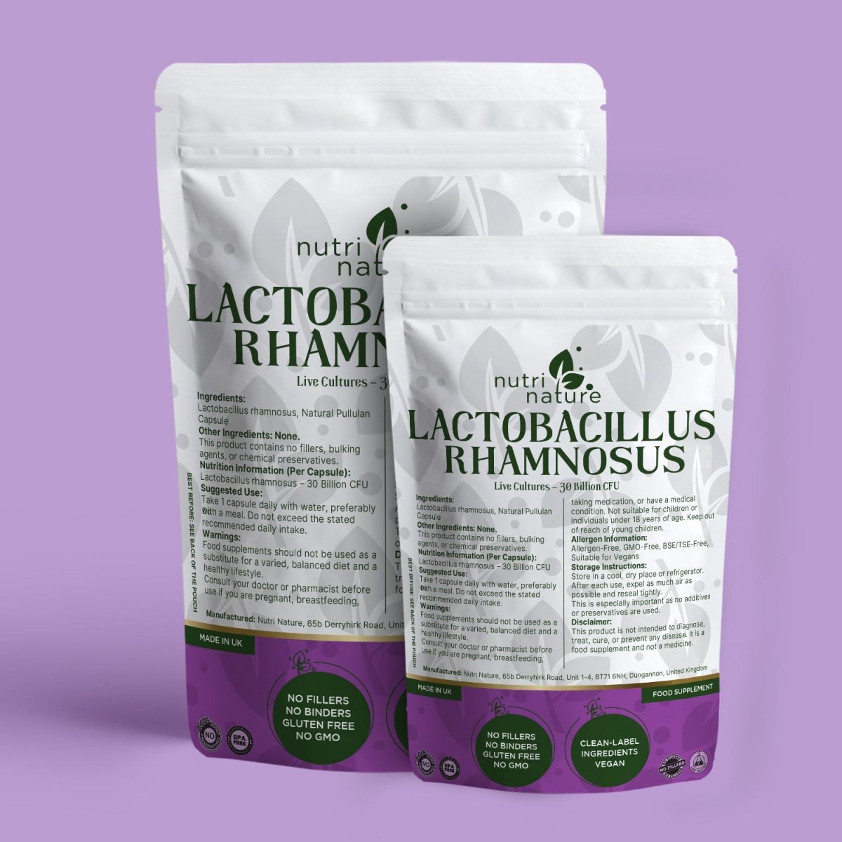 Lactobacillus Rhamnosus 30 Billion CFU live culture bacteria - nutrinature