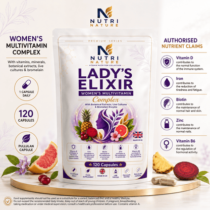 Ladys Elixir - Woman vitamins complex, Bioflavonoids, Enzymes, Live Bacteria Cultures - nutrinature