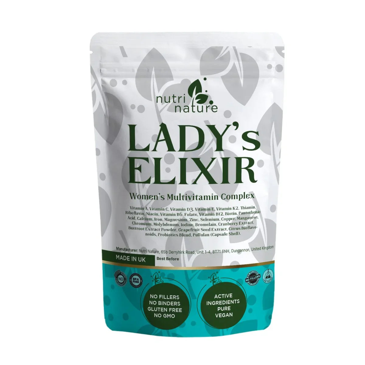 Ladys Elixir - Woman vitamins complex, Bioflavonoids, Enzymes, Live Bacteria Cultures - nutrinature