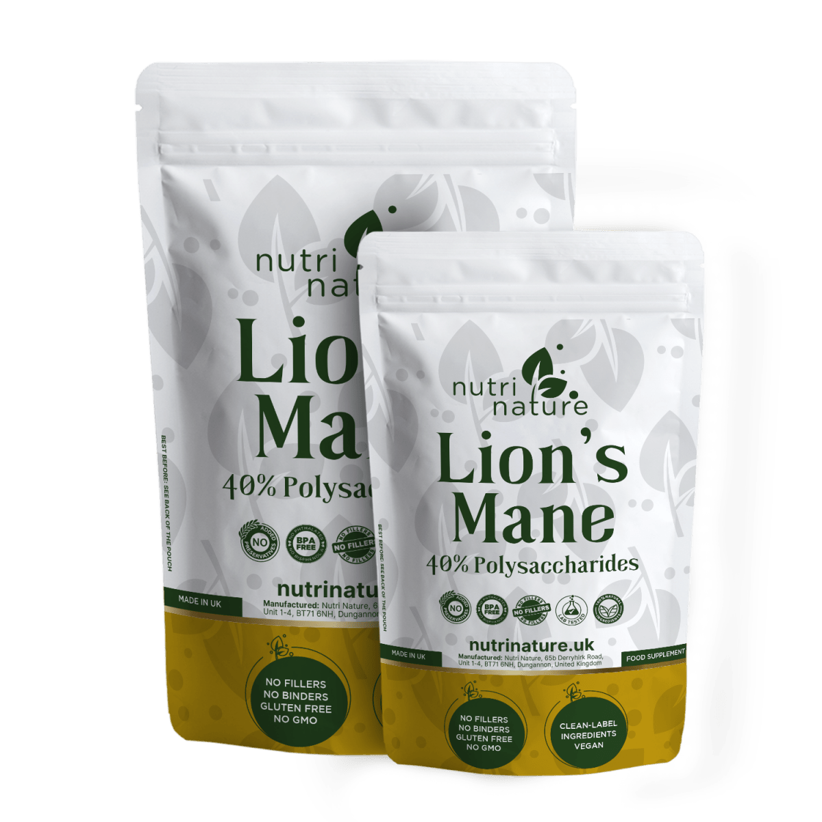 Lions Mane Mushrooms 580mg 40% polysaccharides - nutrinature