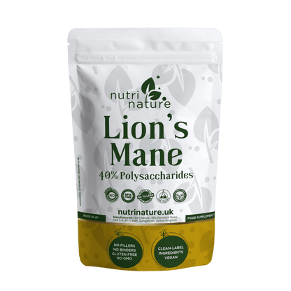 Lions Mane Mushrooms 580mg 40% polysaccharides - nutrinature