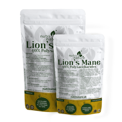 Lions Mane Mushrooms 580mg 40% polysaccharides - nutrinature