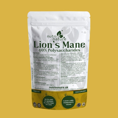 Lions Mane Mushrooms 580mg 40% polysaccharides - nutrinature