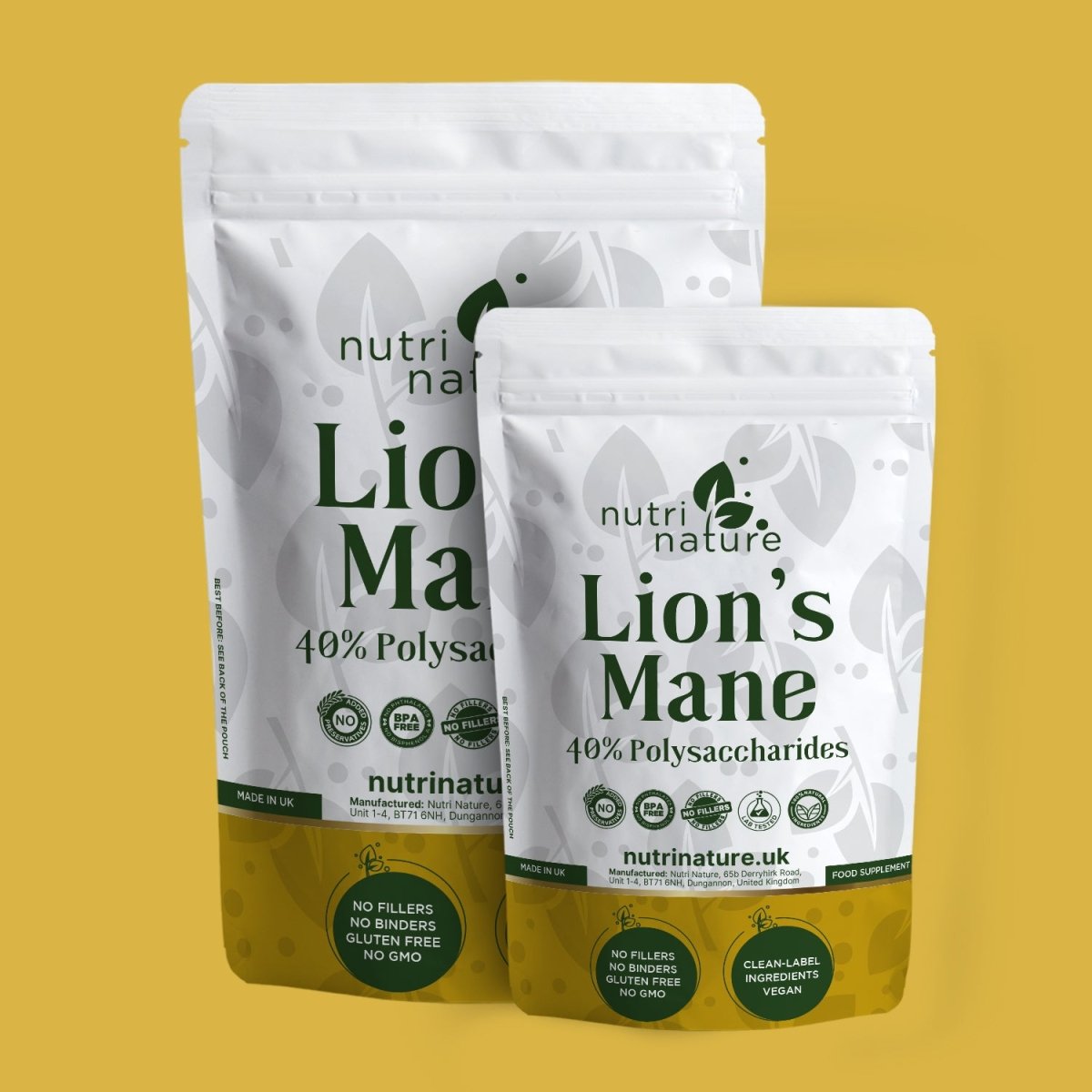 Lions Mane Mushrooms 580mg 40% polysaccharides - nutrinature