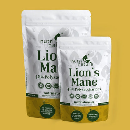 Lions Mane Mushrooms 580mg 40% polysaccharides - nutrinature