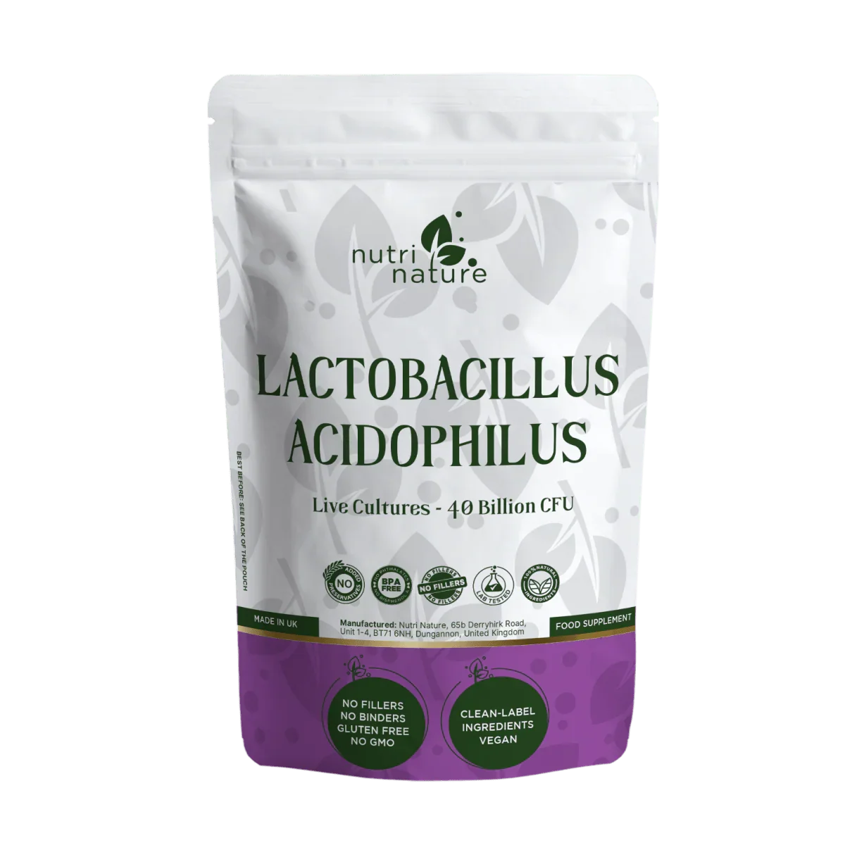 Live Culture Bacteria Lactobacillus Acidophilus 40 Billion CFU - nutrinature