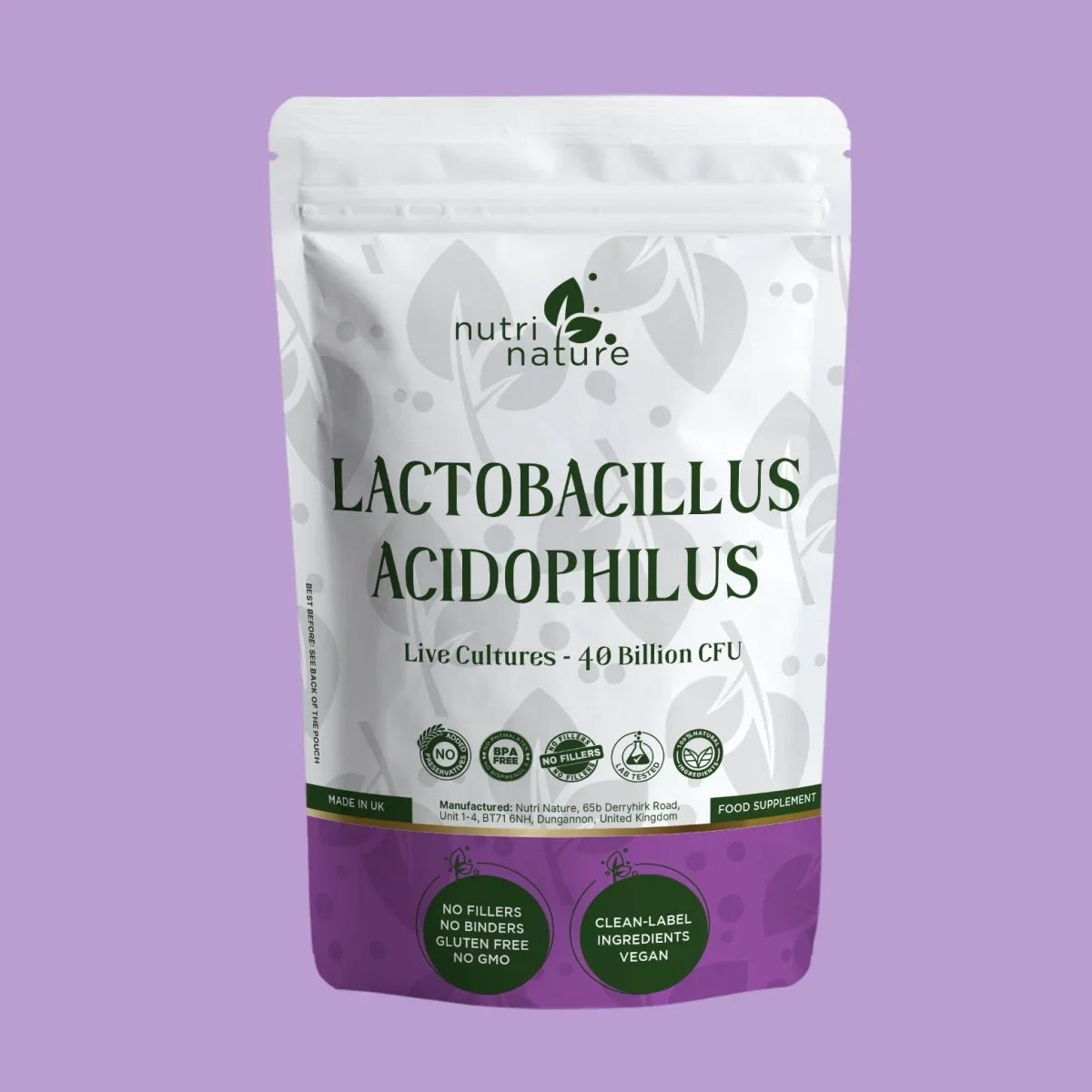Live Culture Bacteria Lactobacillus Acidophilus 40 Billion CFU - nutrinature