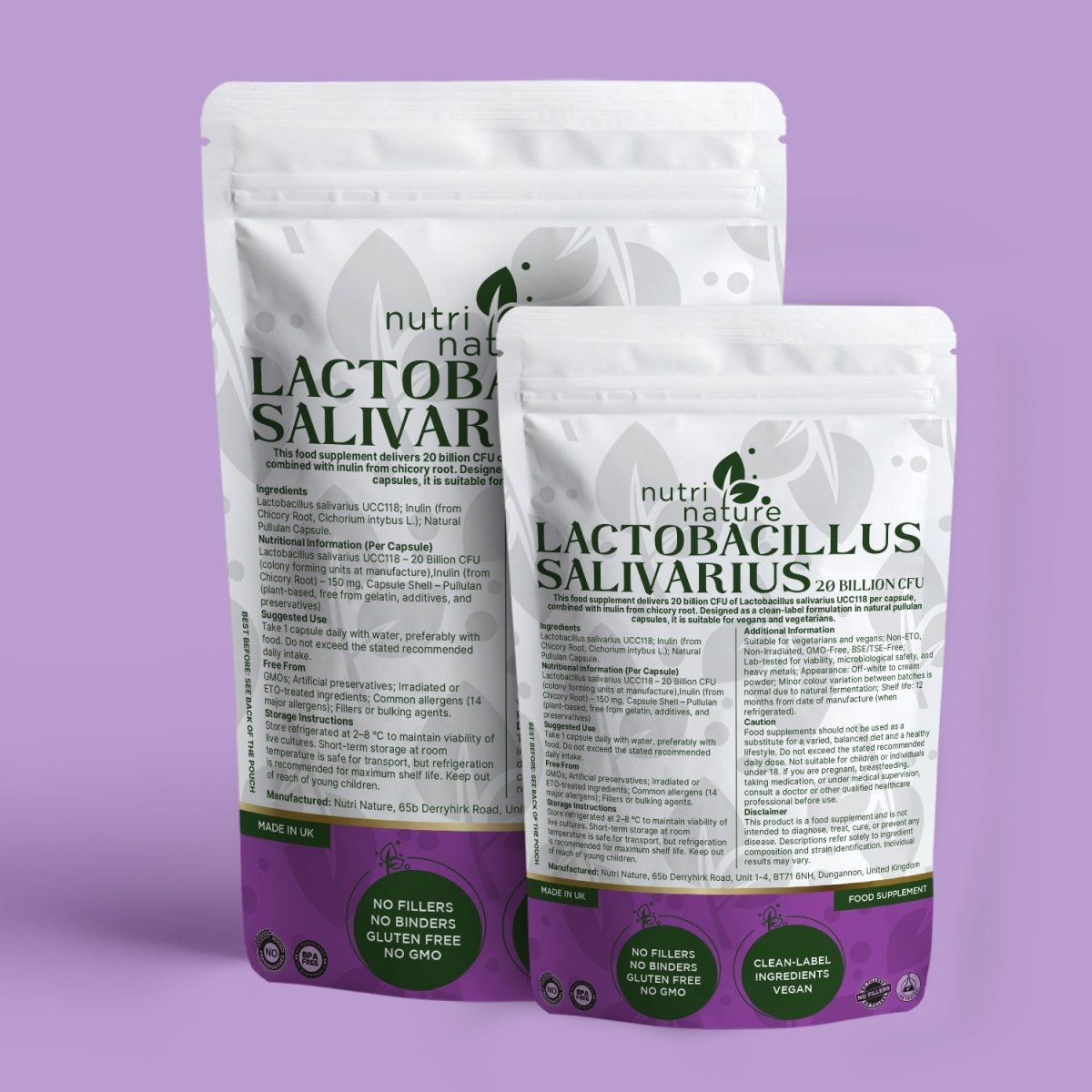 Live Cultures Lactobacillus Salivarius 20 billion CFU - nutrinature