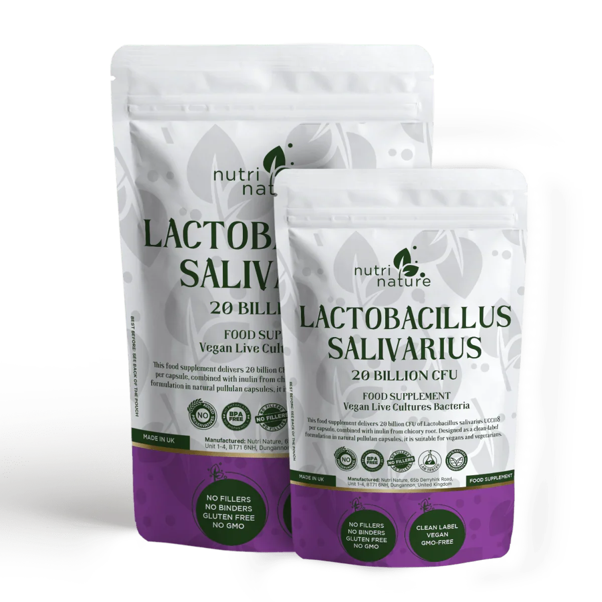 Live Cultures Lactobacillus Salivarius 20 billion CFU - nutrinature