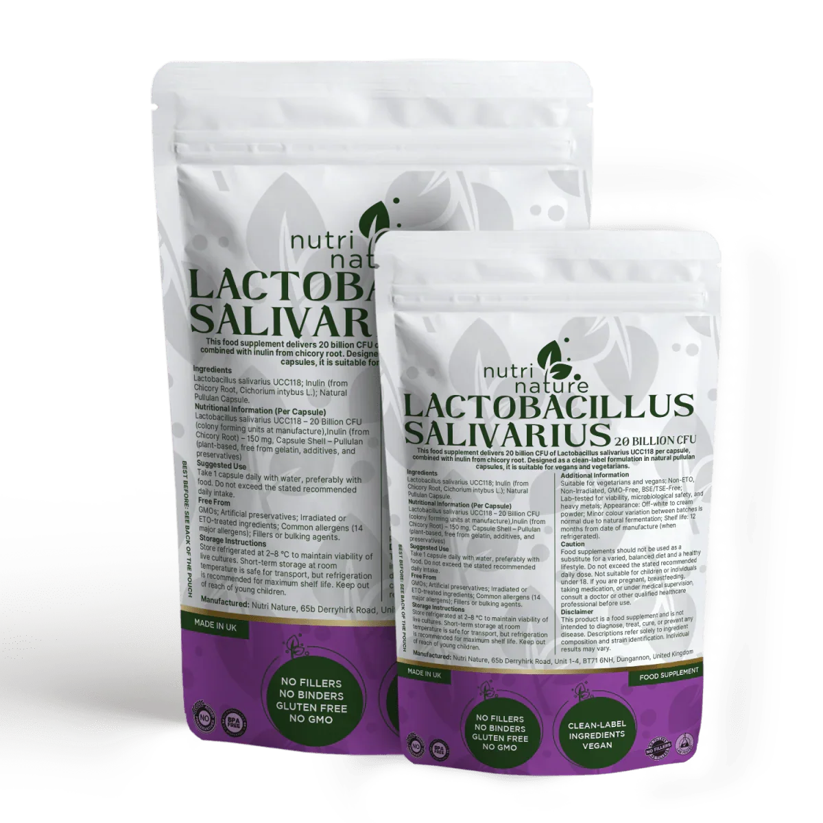 Live Cultures Lactobacillus Salivarius 20 billion CFU - nutrinature