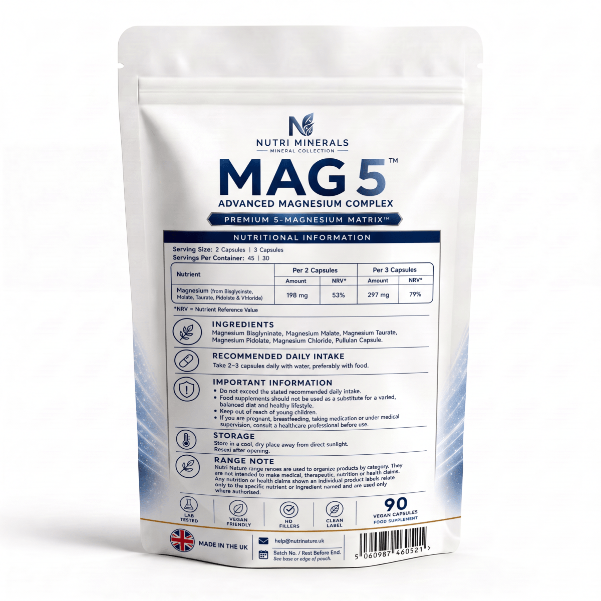 MAG 5 Multi Magnesium Complex – 5-in-1 Vegan Capsules - nutrinature