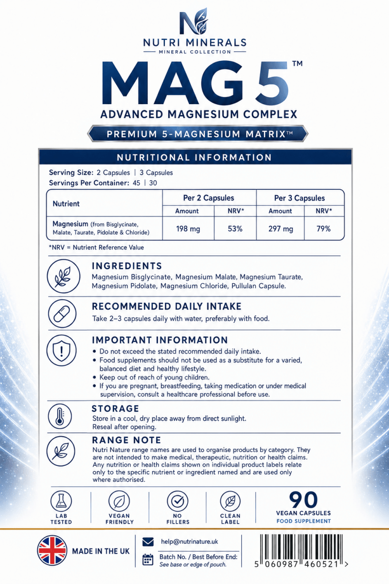 MAG 5 Multi Magnesium Complex – 5-in-1 Vegan Capsules - nutrinature