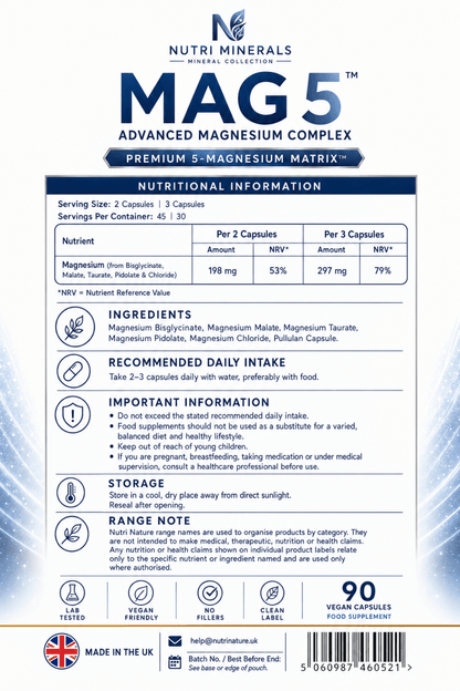 MAG 5 Multi Magnesium Complex – 5-in-1 Vegan Capsules - nutrinature