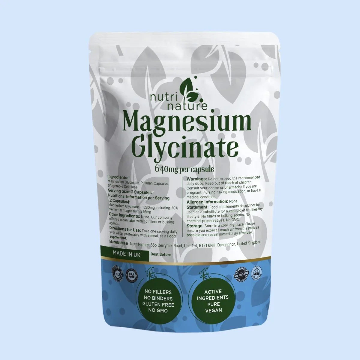 Magnesium Glycinate contains 30% elemental magnesium - nutrinature