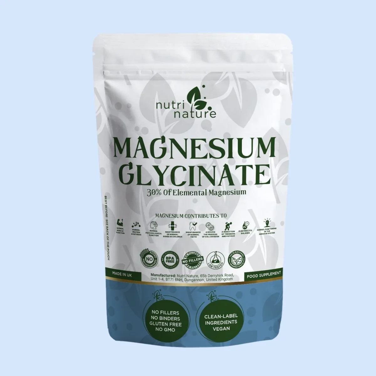 Magnesium Glycinate contains 30% elemental magnesium - nutrinature