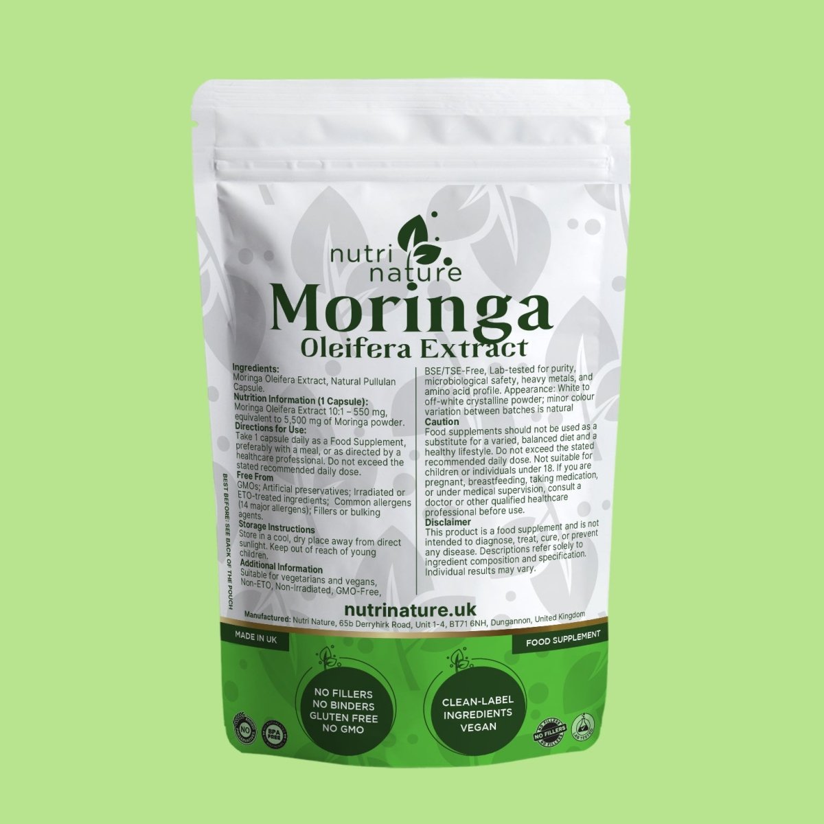 Moringa Olifera Leaf 550mg - nutrinature
