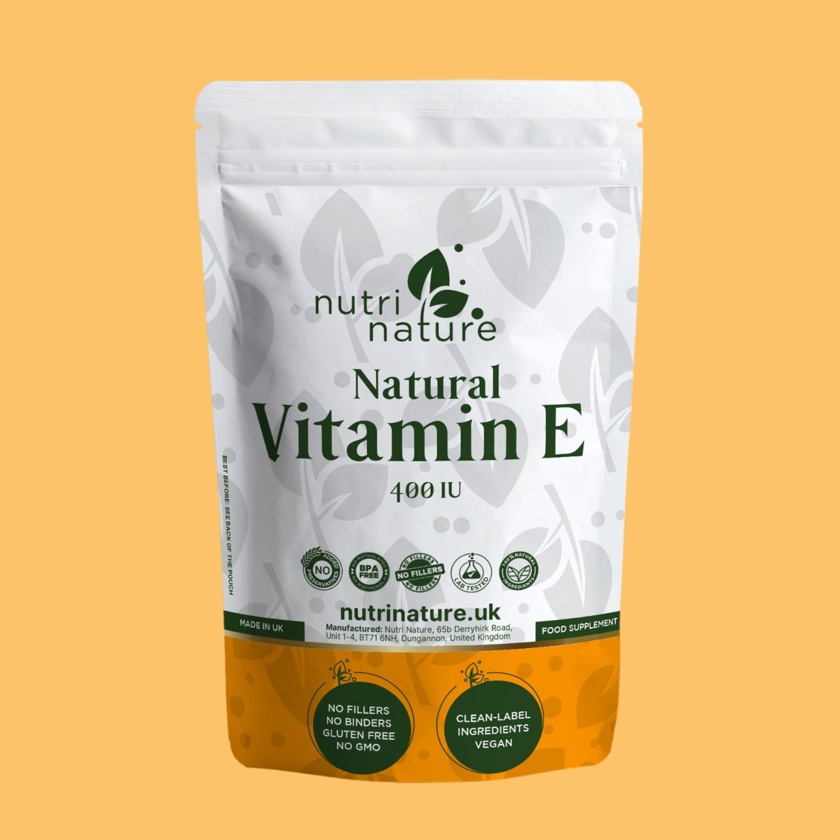 Natural Vitamin E 400IU 268 mg Vegan - nutrinature