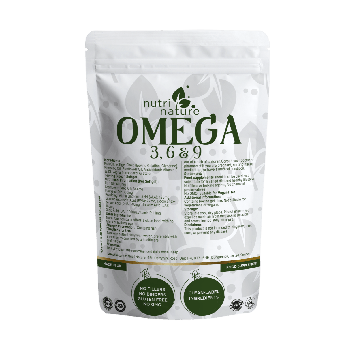 Omega 3, 6, & 9 Softgels 1000mg - nutrinature