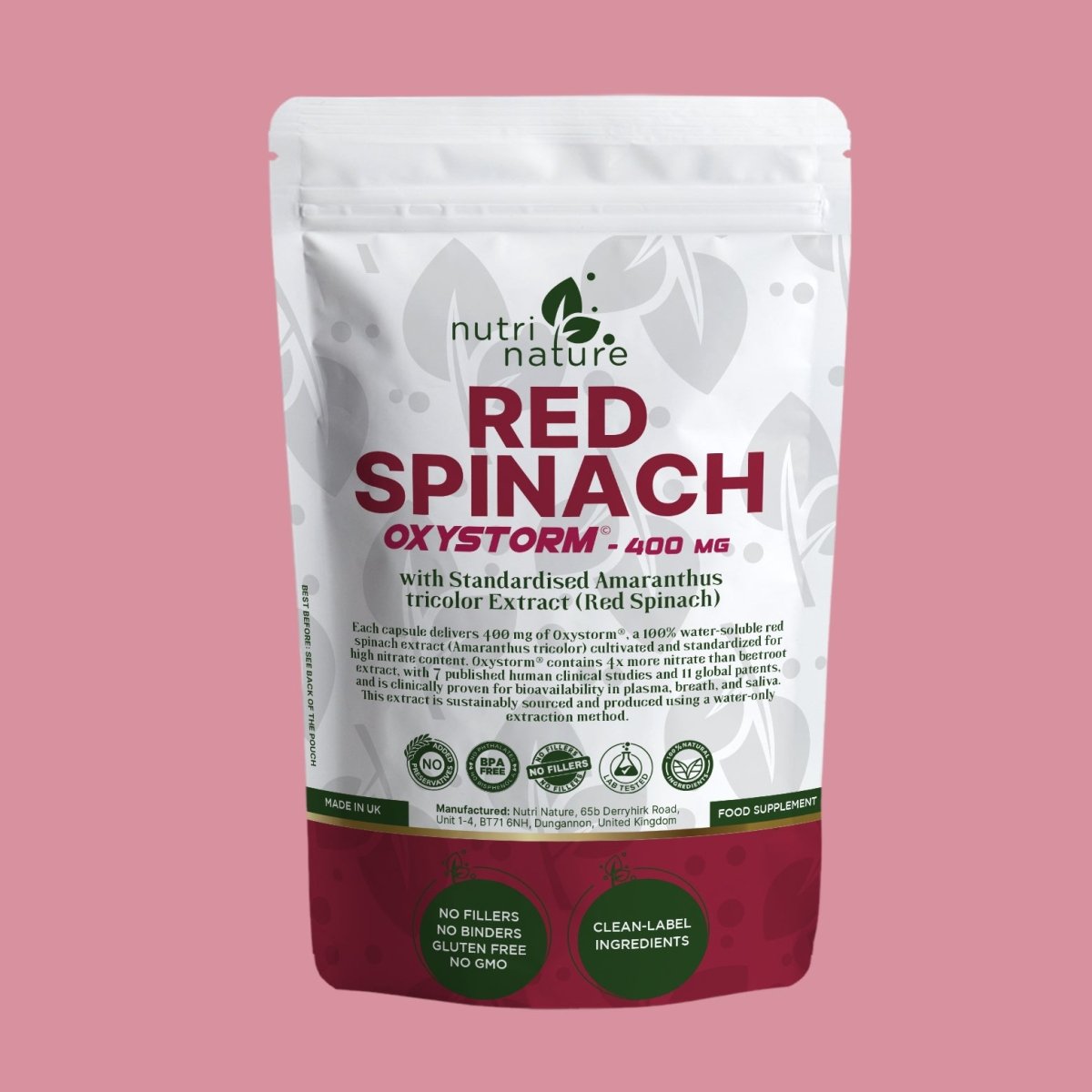 Oxystorm® Red Spinach Extract Natural Nitrate Source 10× More Than Beetroot - nutrinature