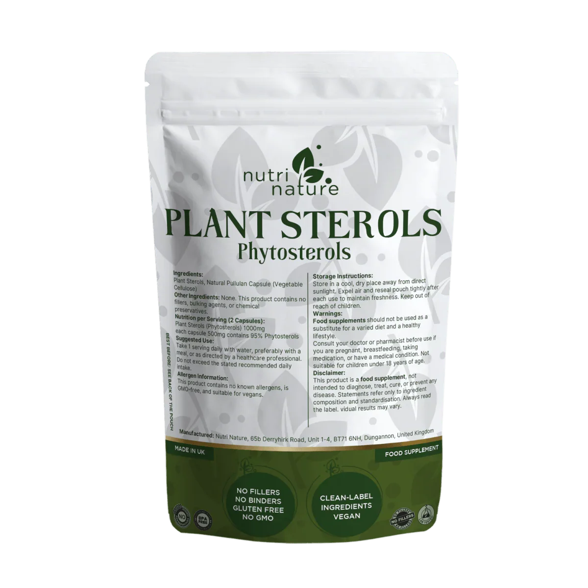 Plant Sterols Phytosterols Vegan Capsules - nutrinature