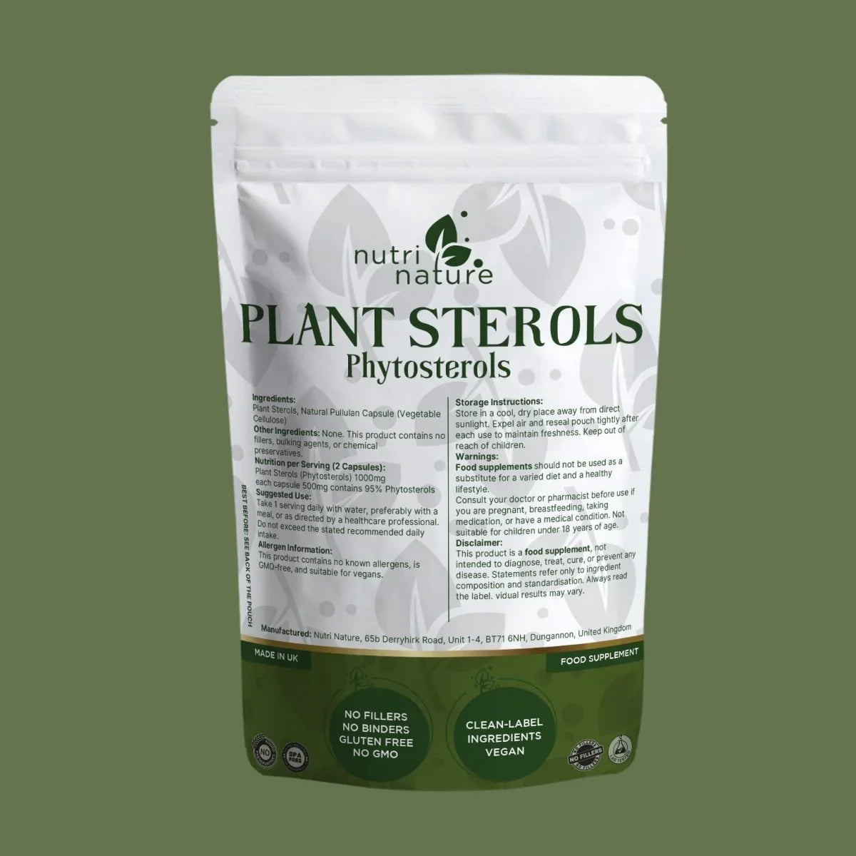 Plant Sterols Phytosterols Vegan Capsules - nutrinature