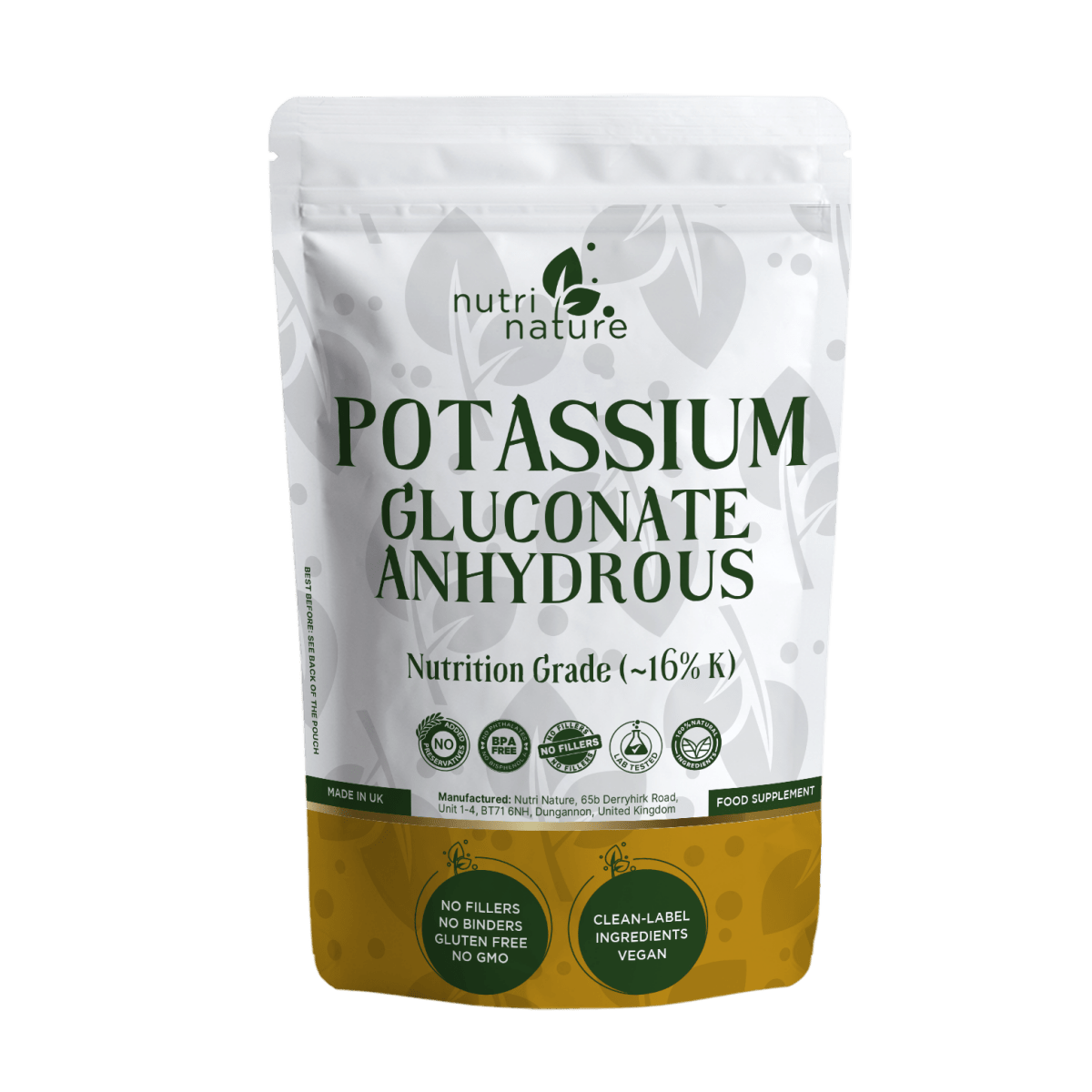 Potassium Gluconate 250g – Natural Vegan Supplement - nutrinature
