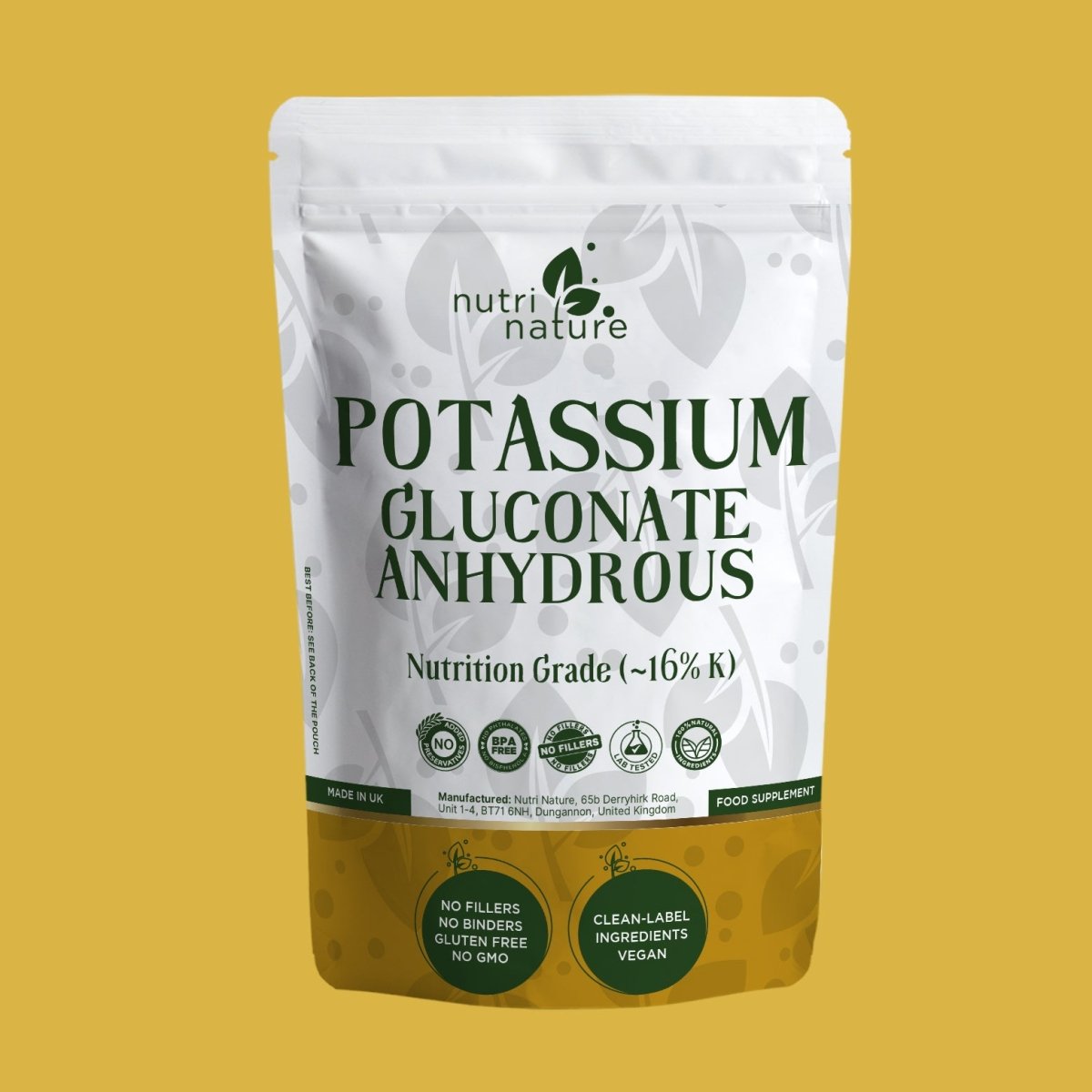 Potassium Gluconate 250g – Natural Vegan Supplement - nutrinature