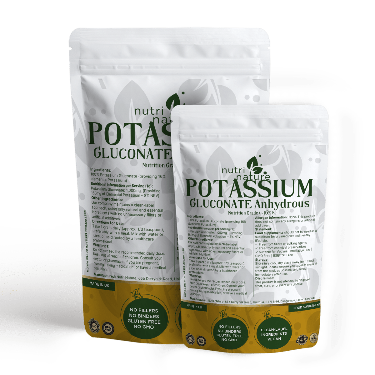 Potassium Gluconate 250g – Natural Vegan Supplement - nutrinature