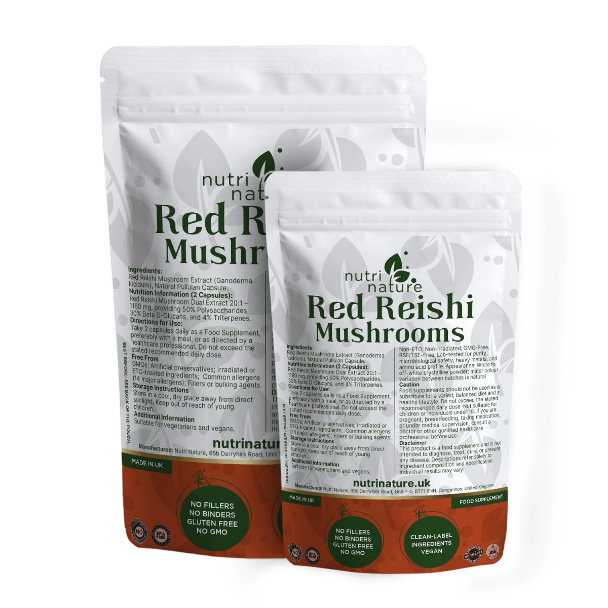 Red Reishi Mushrooms 580mg - nutrinature