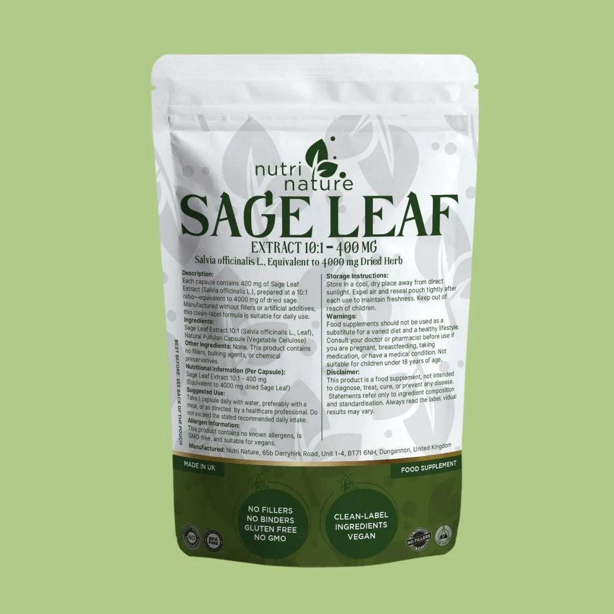 Sage Leaf Extract 10:1 – 400 mg - nutrinature