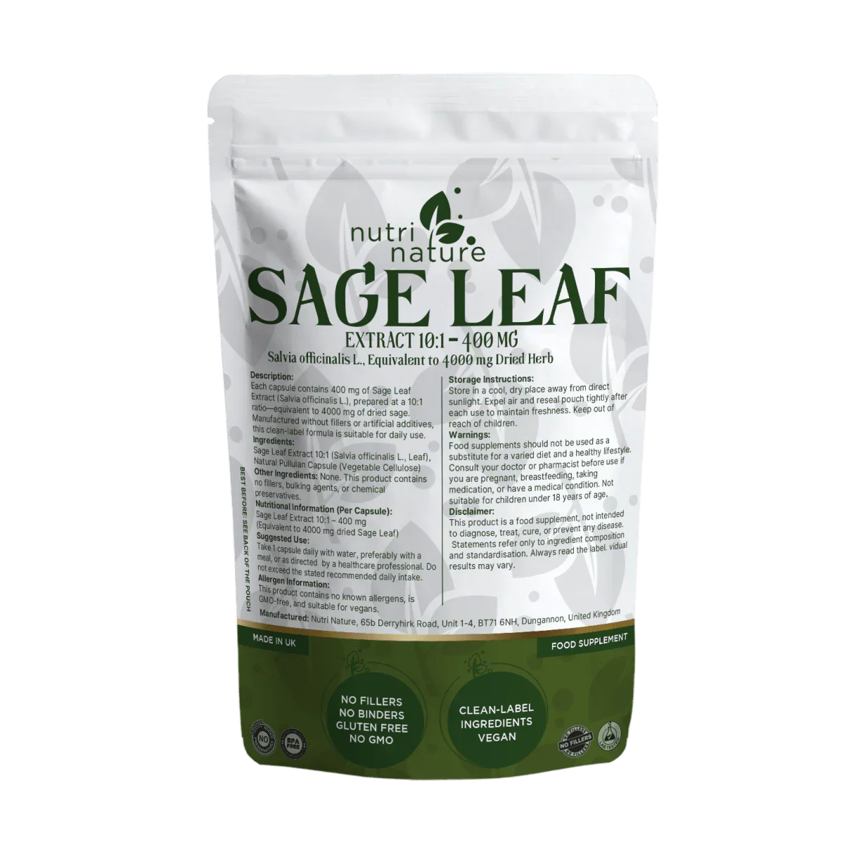 Sage Leaf Extract 10:1 – 400 mg - nutrinature