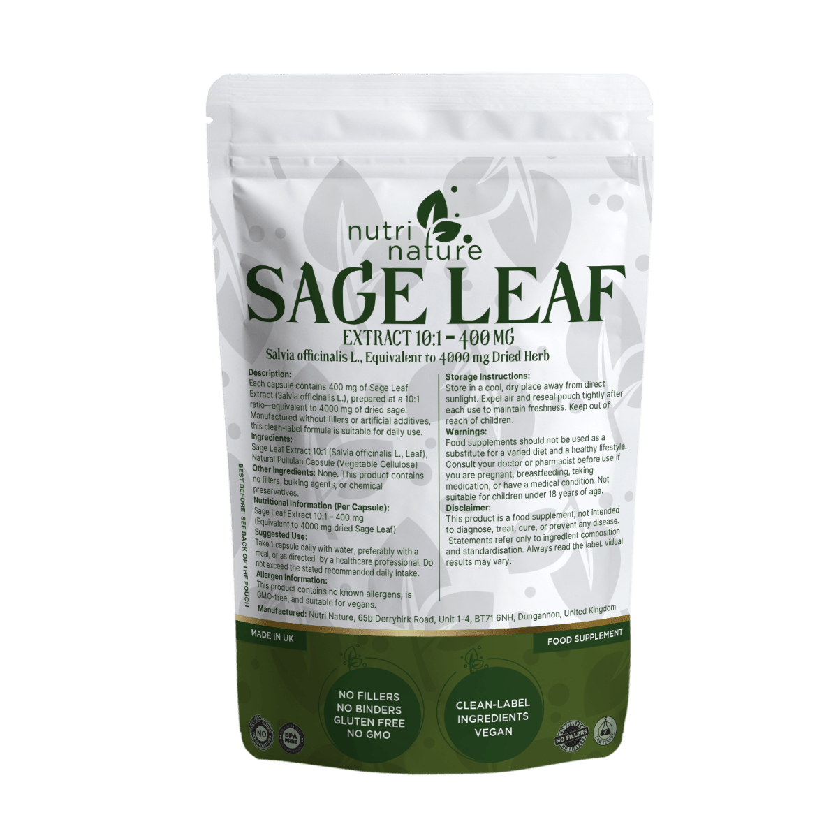 Sage Leaf Extract 10:1 – 400 mg - nutrinature