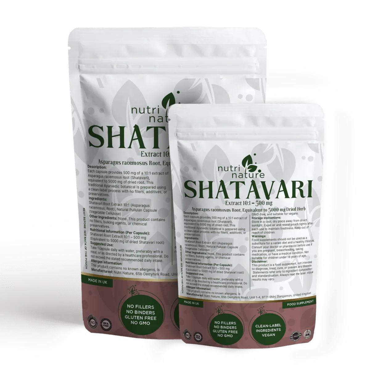 Shatavari Root Capsules 500mg – Traditional Botanical – Clean Label Vegan Capsules - nutrinature