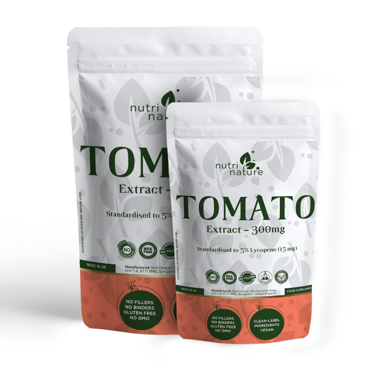 Tomato Extract 300mg – 5% Lycopene 15mg – Clean Label – No Fillers – Vegan – UK Made - nutrinature