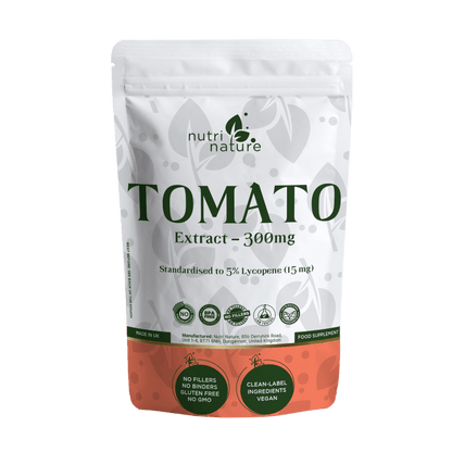 Tomato Extract 300mg – 5% Lycopene 15mg – Clean Label – No Fillers – Vegan – UK Made - nutrinature