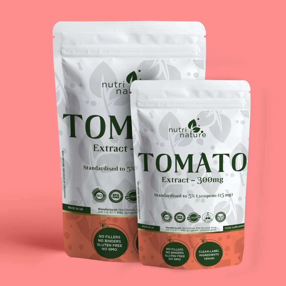 Tomato Extract 300mg – 5% Lycopene 15mg – Clean Label – No Fillers – Vegan – UK Made - nutrinature