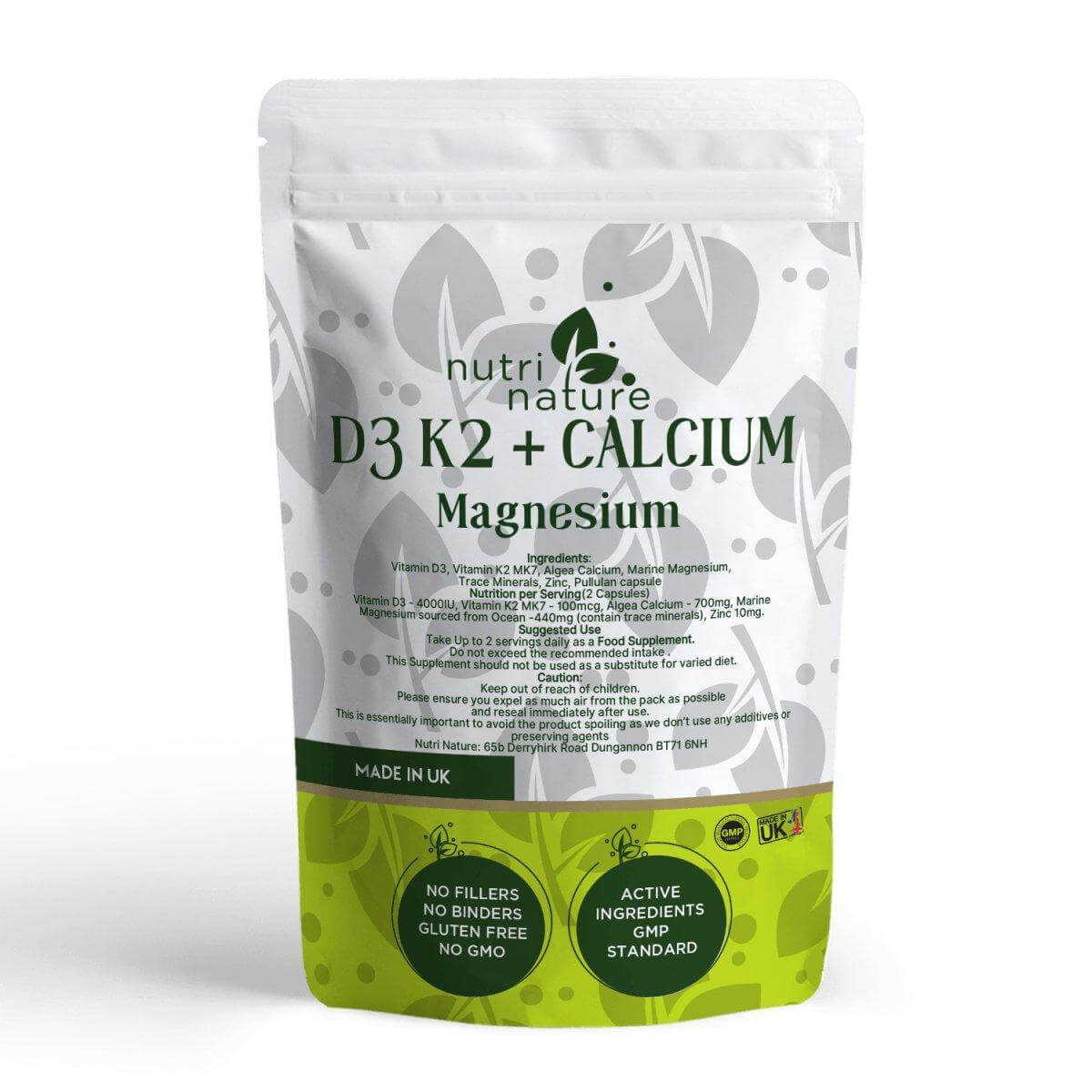 D3 K2 Calcium Magnesium Zinc 600mg - nutrinature