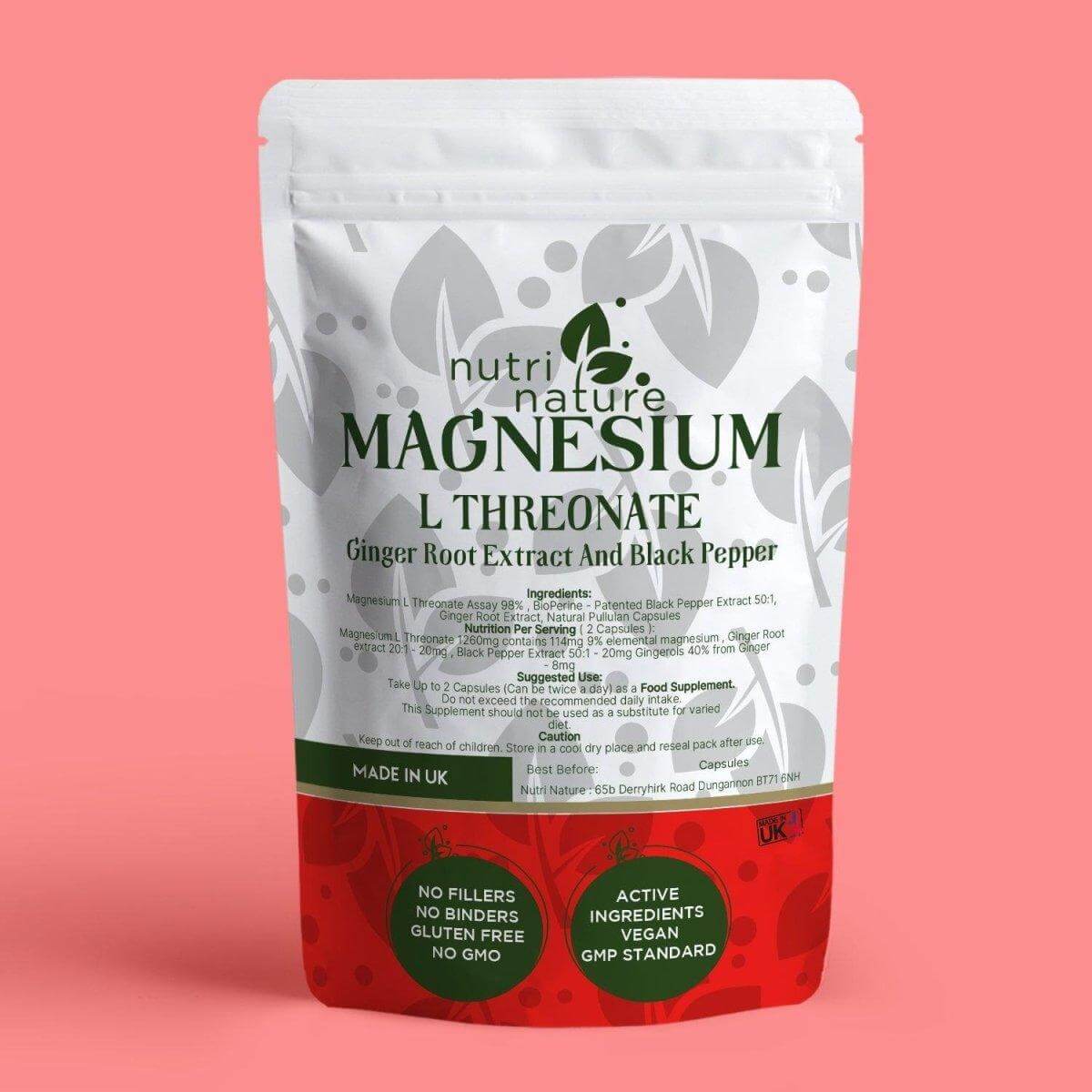 Magnesium L Threonate Black Pepper Ginger 630mg - NutriNature