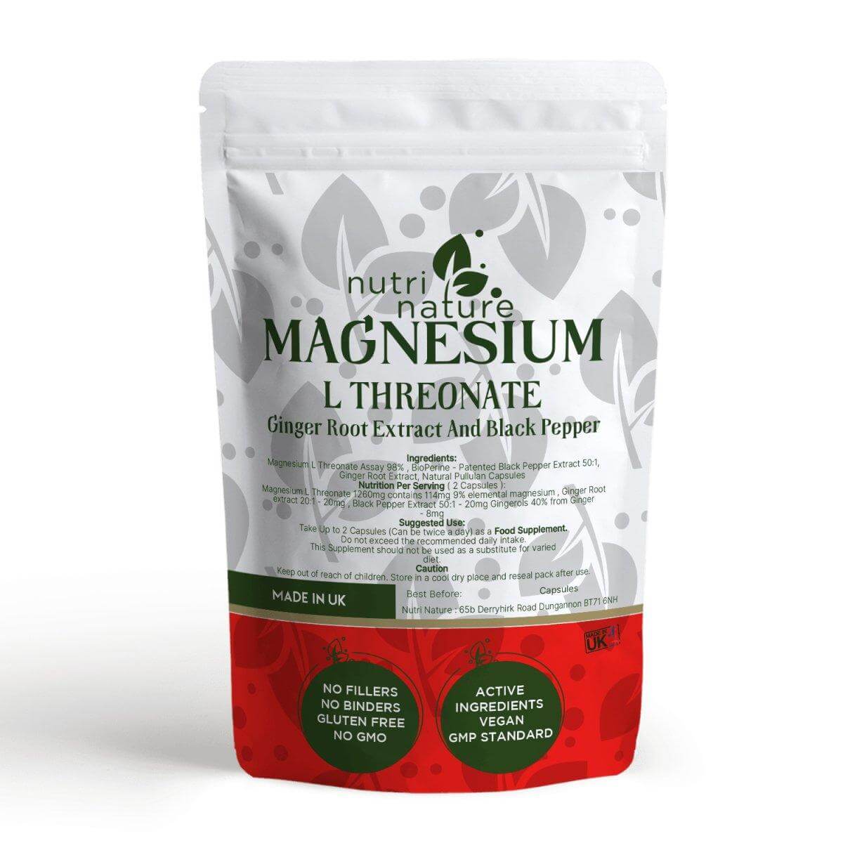 Magnesium L Threonate Black Pepper Ginger 630mg - NutriNature