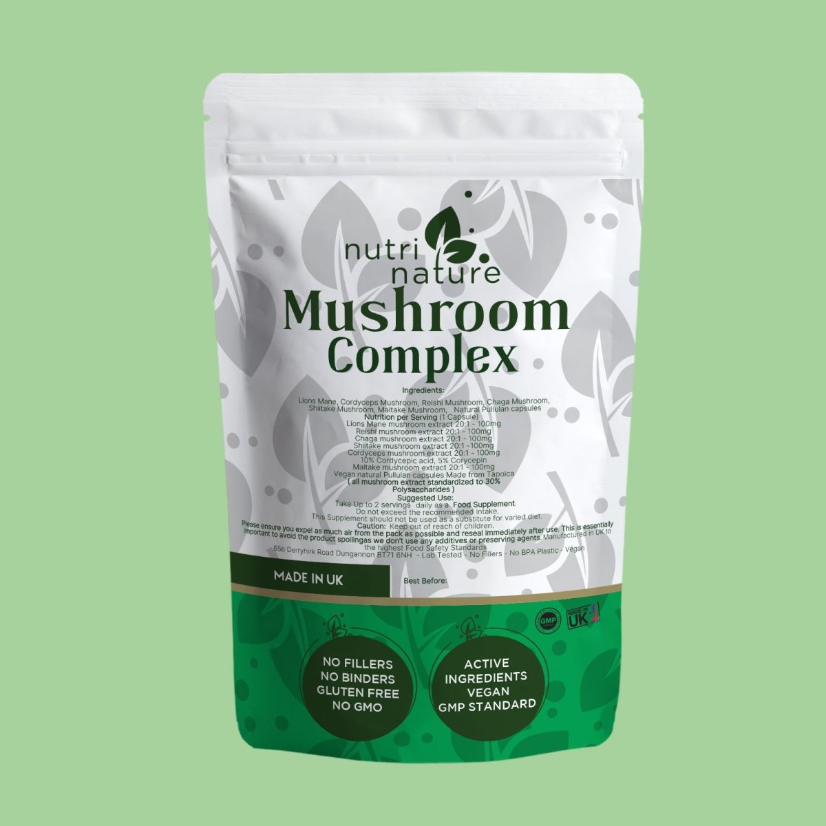 Mushroom Complex Lions Mane Reishi Chaga Cordyceps Maitake - nutrinature