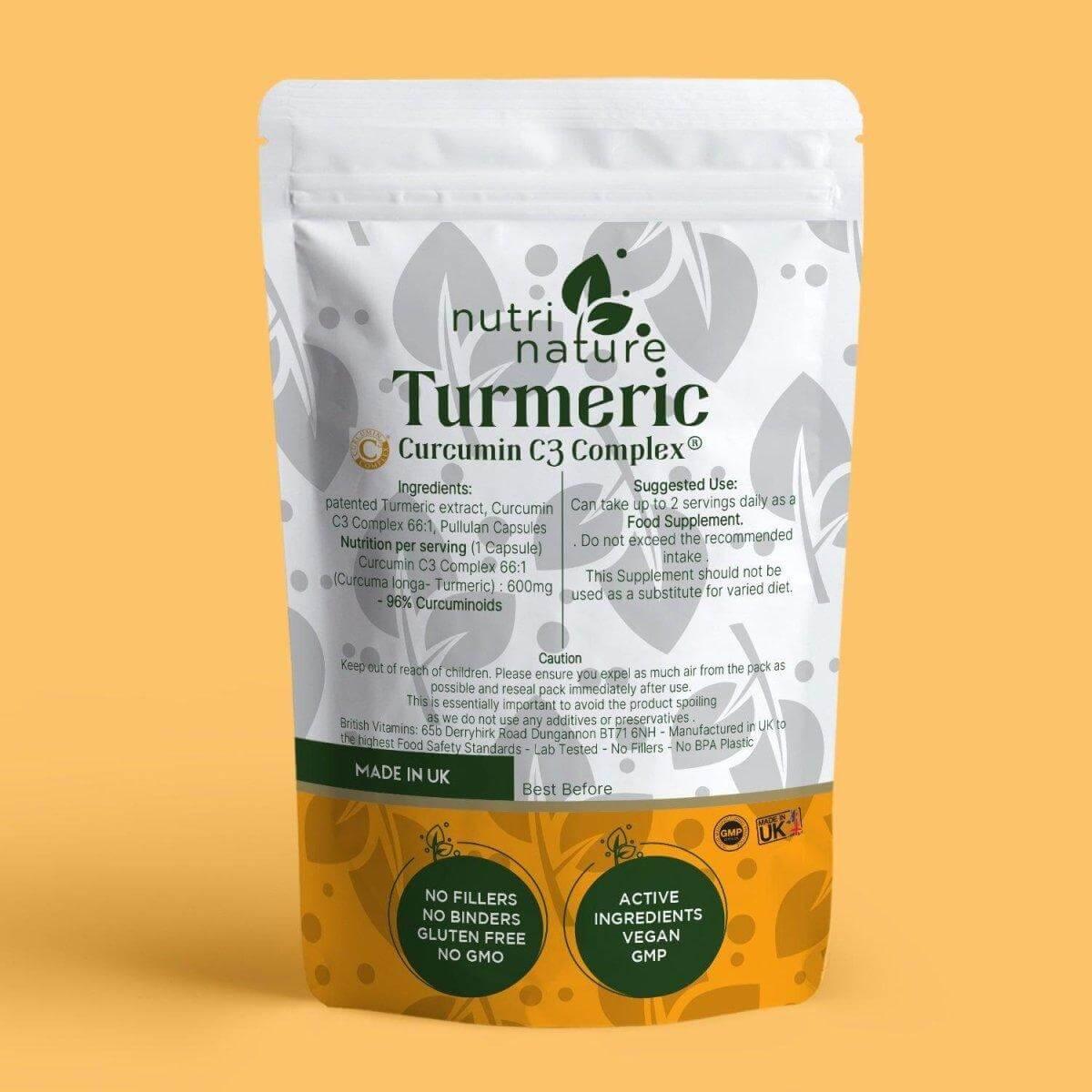 Turmeric Curcumin 96% curcuminoids formulated with Black Pepper - nutrinature